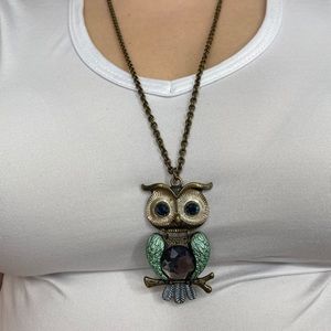 Gemstone Owl Necklace